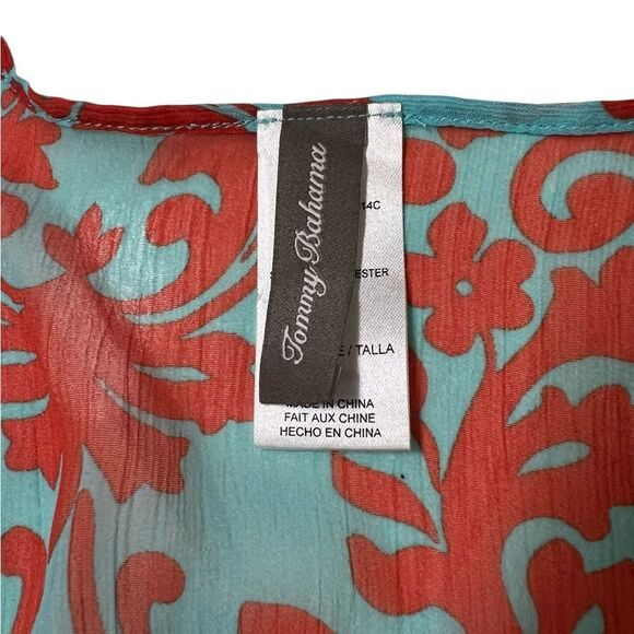 TOMMY BAHAMA Bathing Suit Vibrant Feminine Sheer Coverup Dress | Size L - Picture 6 of 8